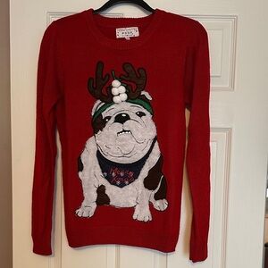 Charming Red Bulldog Holiday Sweater